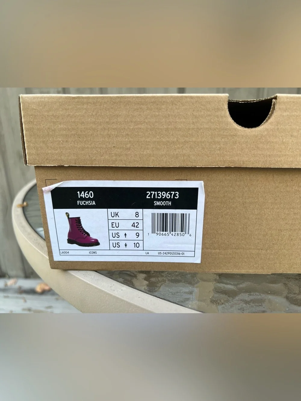 Dr. Martens Fuschia Leather 1460 8-Eye Lace-Up Boots